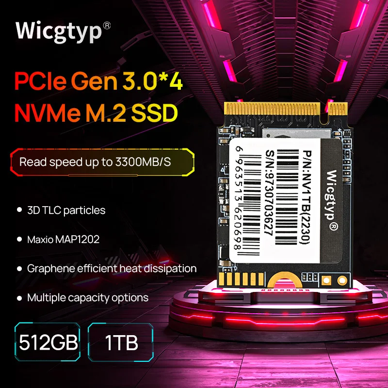 Wicgtyp Ssd Nvme 2230 2Tb 1Tb 512Gb M.2 Ssd 2230 Nvme Pcie Per Surface Laptop3 4 Steam Deck Gaming Console Portatili Ps5 Desktop