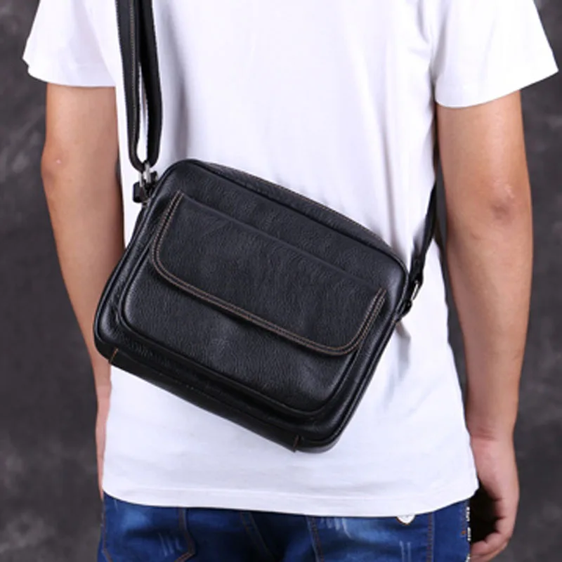 

AETOO Men's bag shoulder messenger bag diagonal men's leather summer small bag leather casual Japanese carry-on tooling men's b