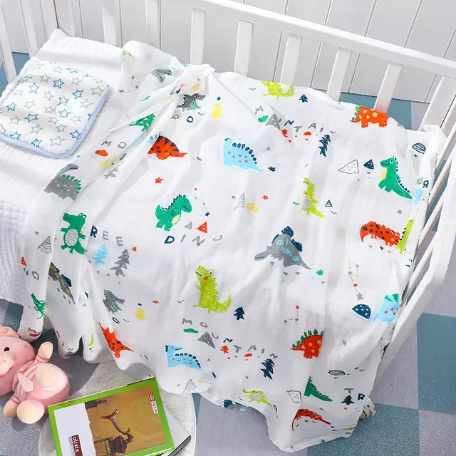 110x120cm 4 Layers Muslin Bamboo Cotton Newborn Baby Receiving Blanket Swaddling Kids Children Baby Sleeping Blanket 6