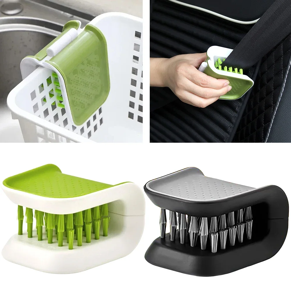 Car Interior Openable Cleaning Brush Double Sided U Type Handguard Folding Tray Sponge Diamond Brush Knife and Cutlery Cleaner 2