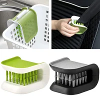 Car Interior Openable Cleaning Brush Double Sided U Type Handguard Folding Tray Sponge Diamond Brush Knife and Cutlery Cleaner 2