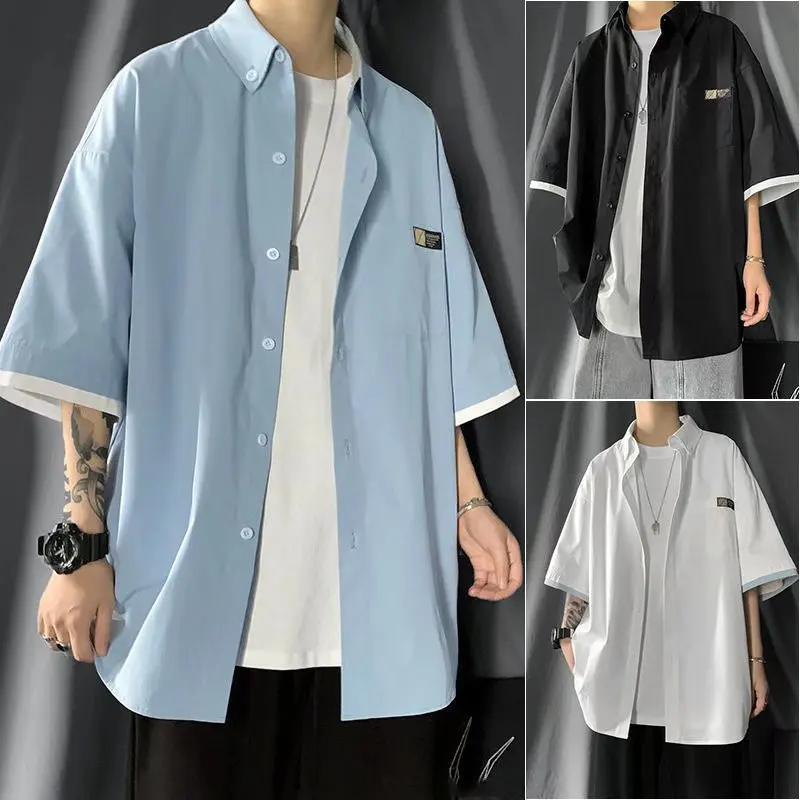

Men's shirt jacket with five-quarter sleeves