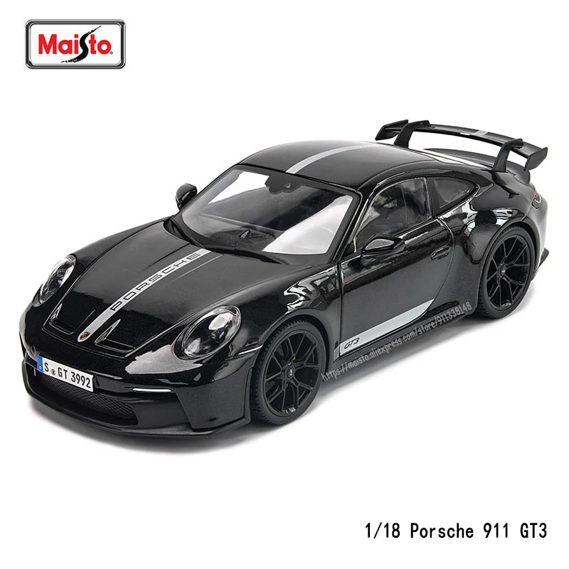 

Maisto 1:18 2022 Porsche 911 GT3 ограниченная черная полоса стильная модель автомобиля из сплава Классическая статическая литой Модель Коллекционная Подарочная игрушка