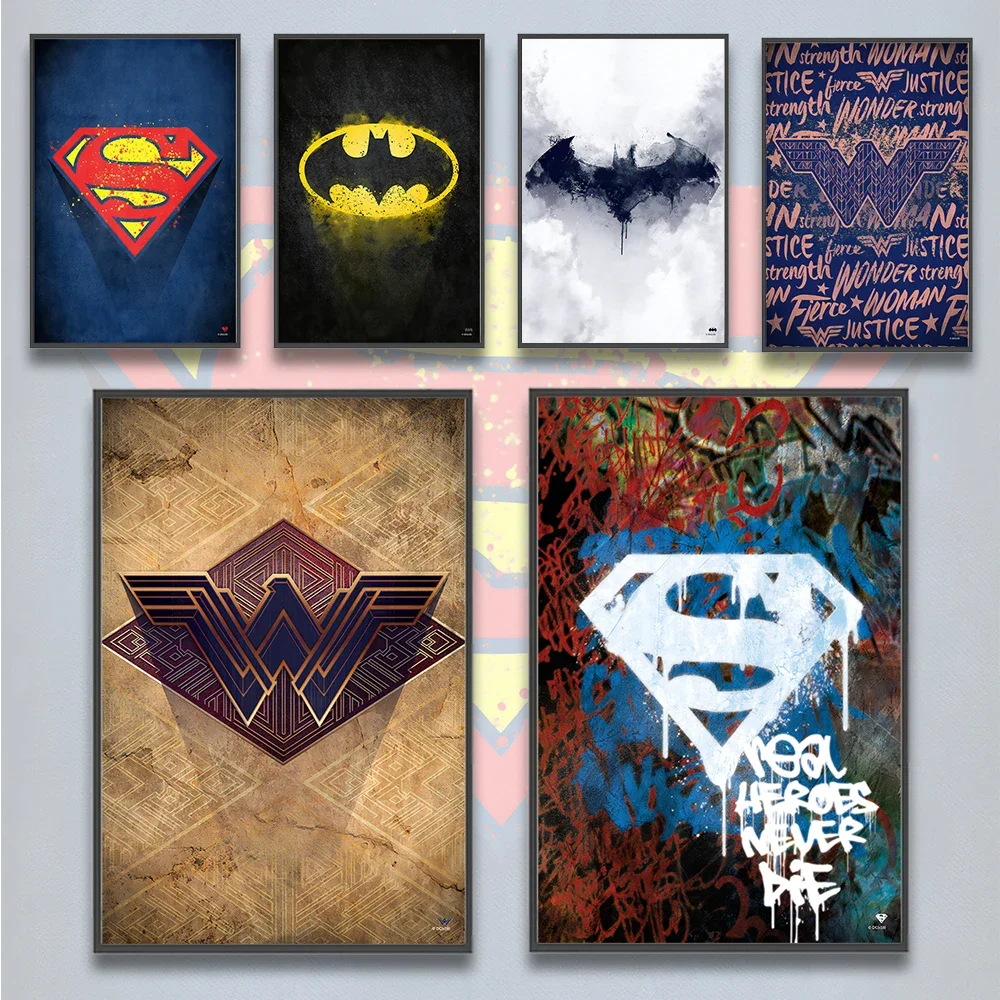 DC Super Hero Self-adhesive Poster Movie Figures Home Decoration Painting Wall Art Bedroom SuperMan Decor Batman Wallpaper,poster prints,movie poster
