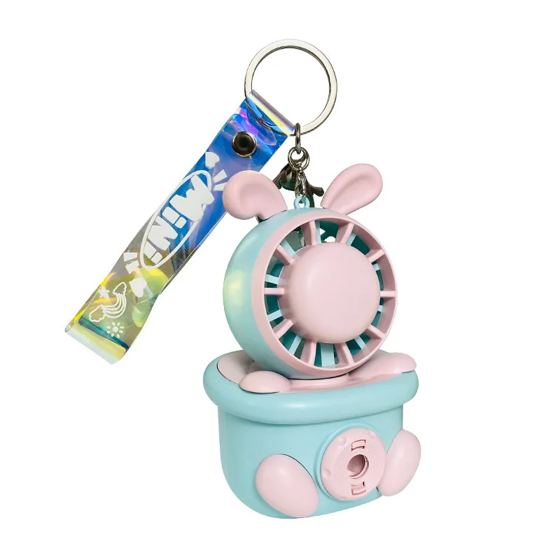 Usb Charging Fan Lithium Battery Usb Charging Portable Comes With Keychain Small Volume Outdoor Product Small Fan Blue Mini Fan