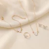 White Butterfly Drop Glazed Necklace Exquisite Simple Fashion Collarbone Chain Temperament Necklace Earrings Rings Jewelry Sets