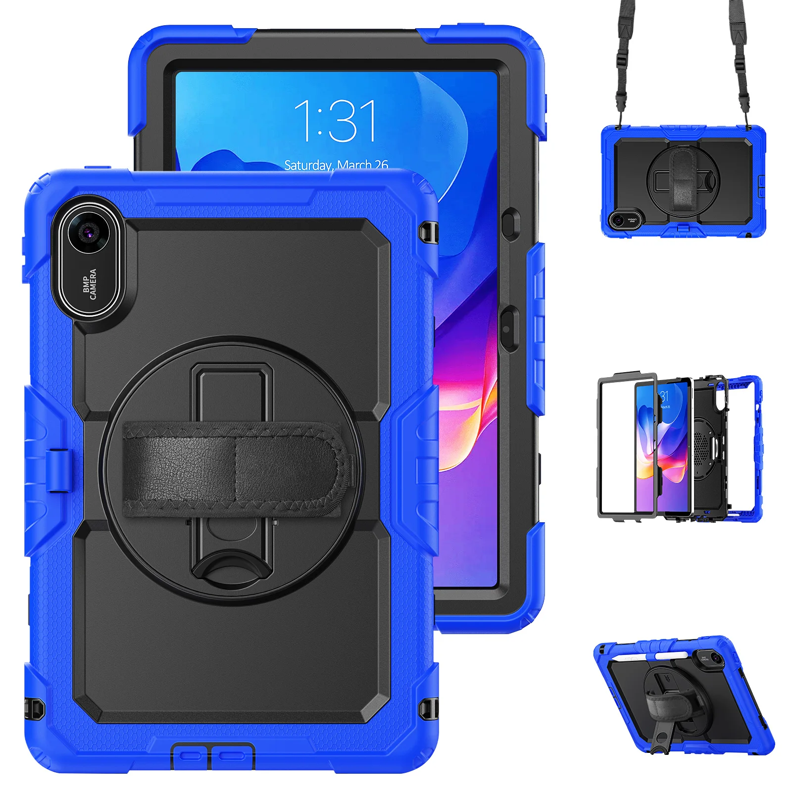 Heavy Duty Shockproof Tablet Case with Screen Protectors & Shoulder Strap