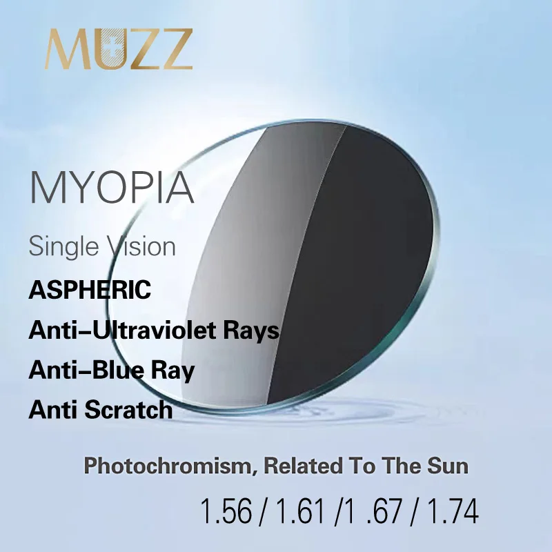 MUZZ 1.56/1.60/1.67/ Index Aspheric Photochromic Lens Prescription Myopia Presbyopia Eye Glasses Lens Anti-Radiation Resin Lense optical lenses prescription lenses prescription glasses lenses multifocal glasses lenses