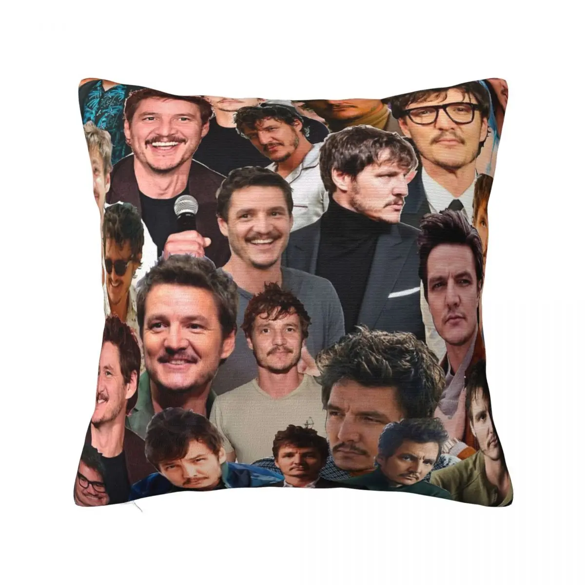 

Pedro Pascal Photo Collage Pillowcase Printing Polyester Cushion Cover Decor Throw Pillow Case Cover Bed Square 40*40cm