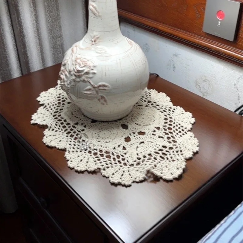 Vintage Crocheted Doilies Oval Table Mat Shabby Chic Crochet Placemet 30x45cm 5