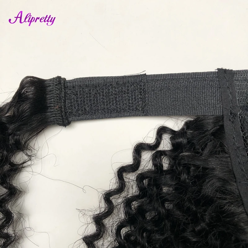 Afro Kinky Curly Ponytail Human Hair Extensions Clip In For Women Wrap Around Pony Tail Curly Human Hair Ponytail Hairpieces