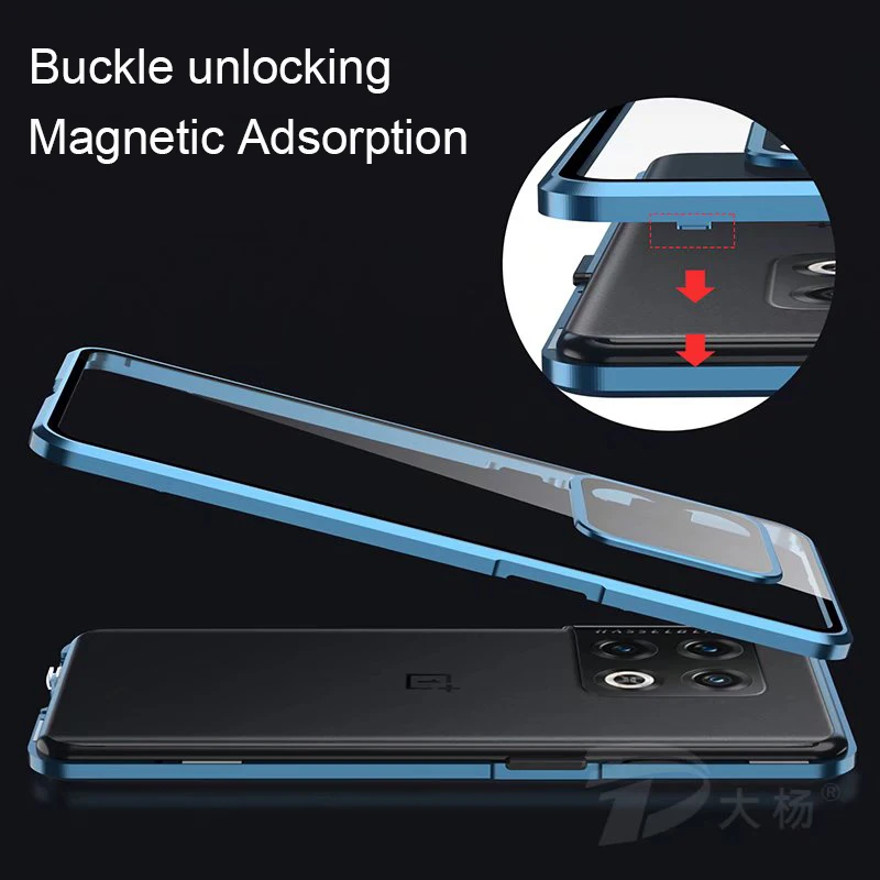 For OnePlus 11, Luxury Hybrid Metal Bumper Magnetic Back Glass Cover Case