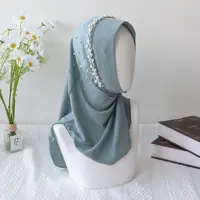 Eid One Piece Amira Muslim Women Beads Hijab Arab Headscarf Islam Instant Scarf Turban Pull On Ready Made To Wear Niqab HeadWrap