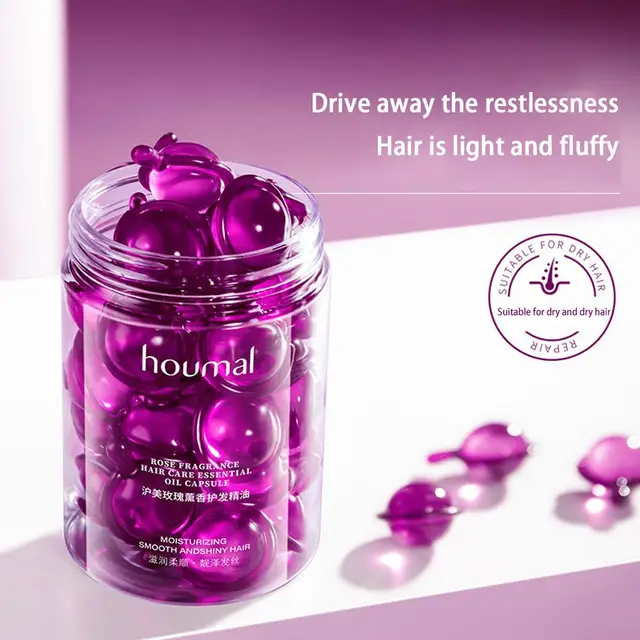 Siero per lo Styling dei capelli per capelli crespi e secchi capsule di olio di essenza di rosa balsamo anticrespo senza risciacquo ripara i capelli secchi e danneggiati 2