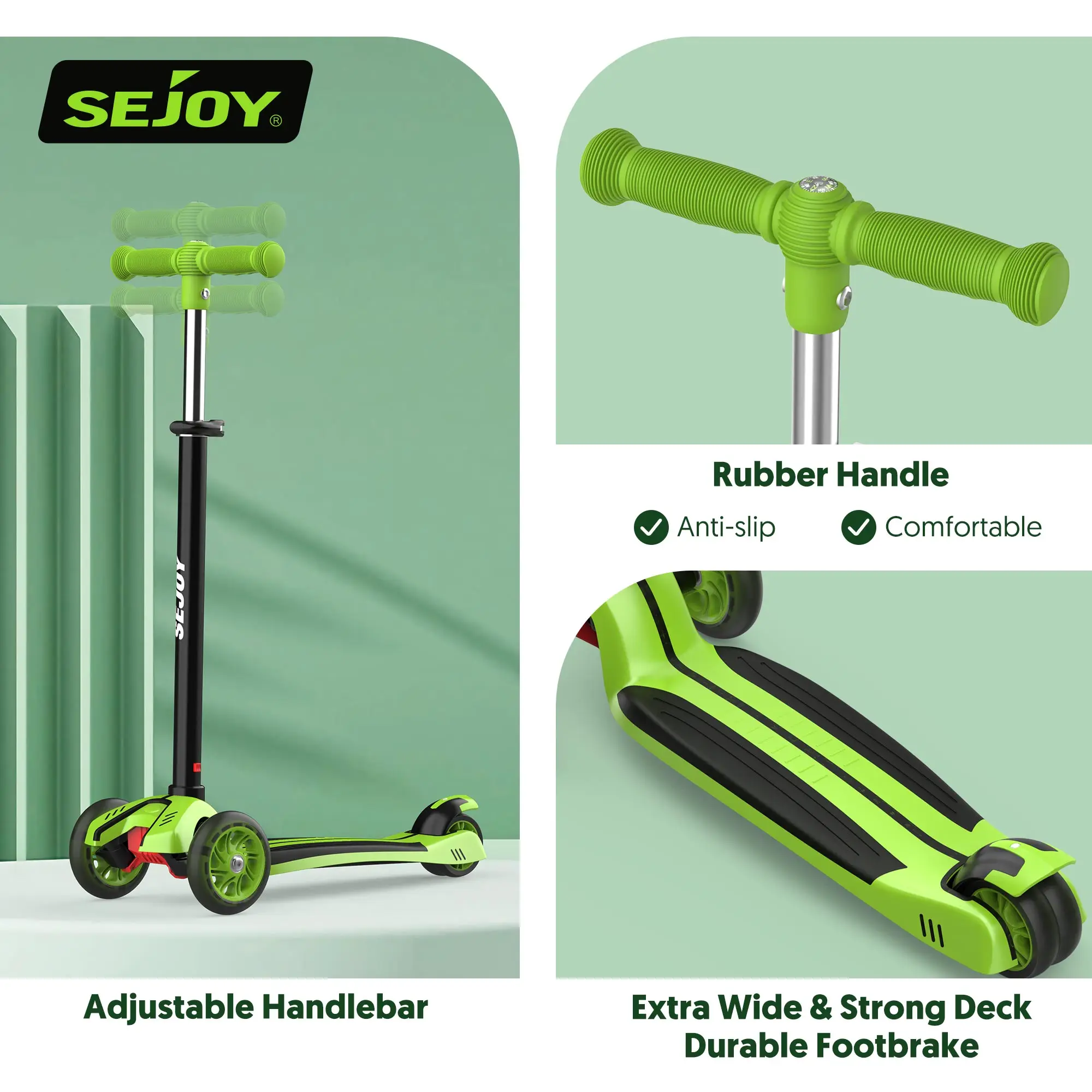 Patinete Infantil SEJOY Con Ruedas LED - Para Niños De 3 A 12 Años, Plegable Y Resistente