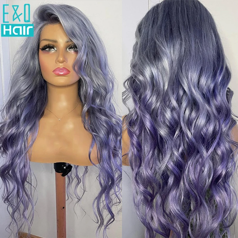 Highlight Purple 613 HD Lace Frontal Wig Human Hair Wigs 13x4 Body Wave Wigs for Women Daily Cosplay Party Ombre Transparent Wig