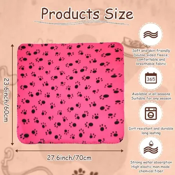 10 Pieces Pet Blankets with Paw Print Design for Dogs and Cats Soft Fleece Sleep Mat Pad Bed Cover for Kittens Puppies and Smal 2