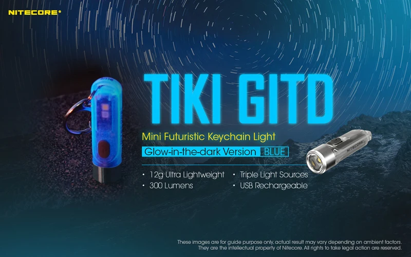 nitecore tiki gitd recarregável chaveiro luz mini lanterna futurista