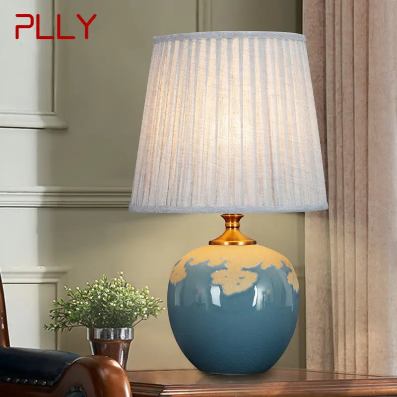 

PLLY Nordic Luxury Creative Ceramics Table Lamp LED Modern Blue Dimming Bedside Light for Desk Decor Bedroom