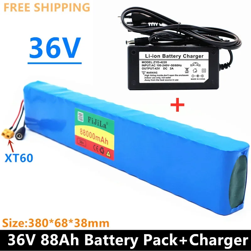 

20212 New 18650 battery pack 10s4p 36 V 88AH high power 600 W, suitable for electric bicycle lithium with charger sales