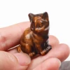 Hand Carved Tiger Eye Mini Kitten , Natural Stone Animal ,Gemstone Cat Figurine, Crystal Craft, Chakra, Home Garden Decor, 1.5" 5