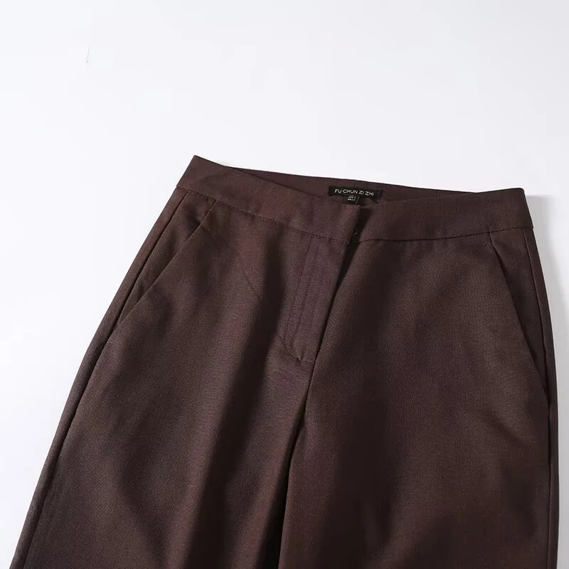 YENKYE 2026 New Minimalist Solid Straight Pants Women High Waist Office Business Casual Trousers