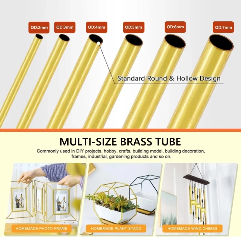 Versatile Brass Tubes for DIY Projects - Multiple Diameters & Lengths Available
