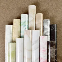 สีขาว DIY PVC Self-Adhesive วอลล์เปเปอร์เก่าเฟอร์นิเจอร์ตกแต่งสติกเกอร์ห้องครัวตู้ Moisture-proof กันน้ํา Wallpape 3