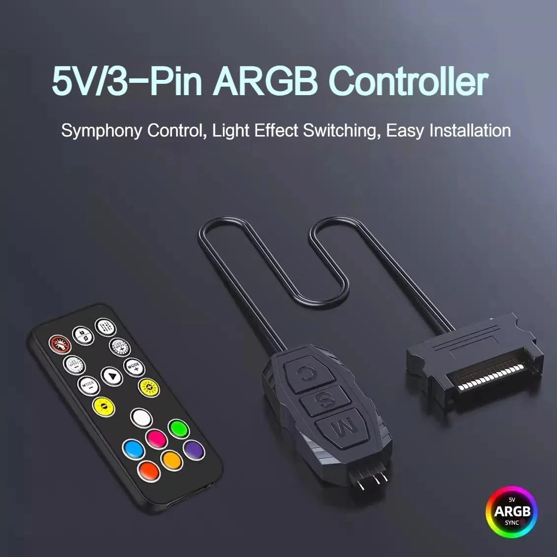 LDPCSJ SATA 인터페이스 5V 3PIN ARGB 컨트롤러 연장 케이블 PC 팬 CPU 쿨러 팬 라이트 스트립용 라이트 컨트롤러 어댑터