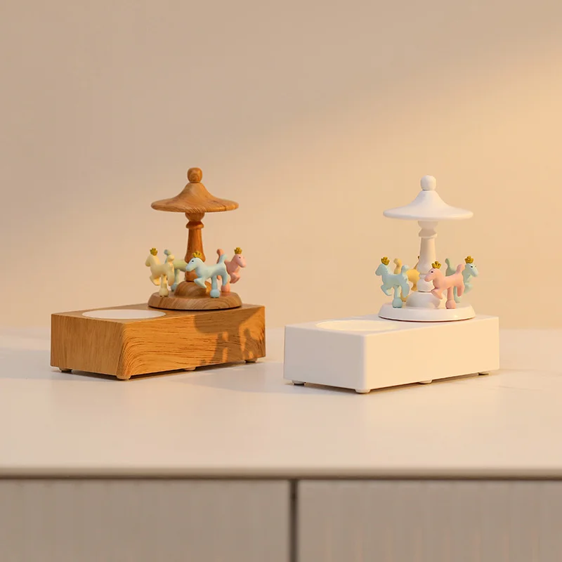 

Multiple Links Innovative Retro Stereo Fun Shape Creative Wooden Carousel Lamp Ambient Night Light Rotating Light Long Life