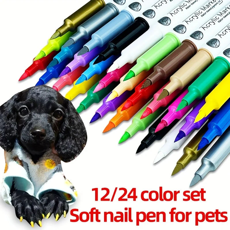 12/24 Colors Pet Nail Polish Set For Dogs Or Cats To DIY Beautiful Nails Ideas,Dog Nail Polish Pen,Creative Dog Accessories Nail