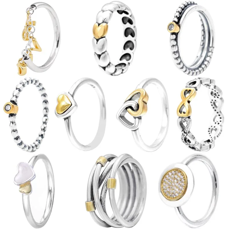 Love Twin Band My One True Love Heart Eternity Entwined Infinite Love Ring 925 Sterling Silver Ring For Fashion Diy Jewelry