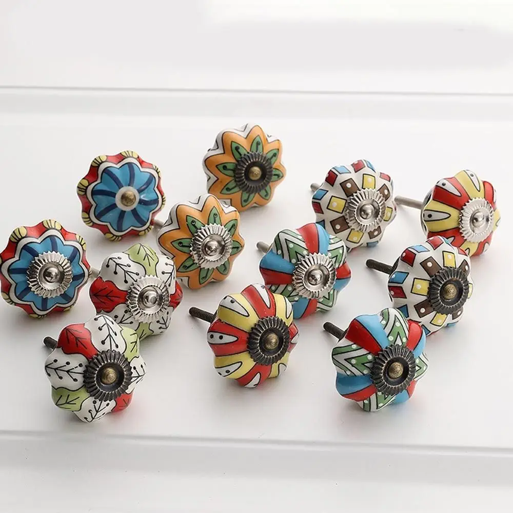 Ceramic Pumpkin Knobs Vintage Cabinet Door Pull Handle for Home Cabinet Drawer Knobs
