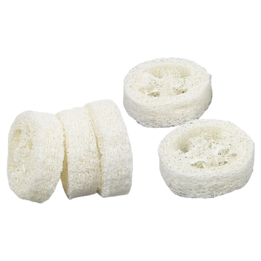 

5 Pcs Bath Wipe Brush Kitchen Cleaning Sponges Bubble Soap Loofah Pad Tray Base Cuts Slices Travel Household Storage Holder