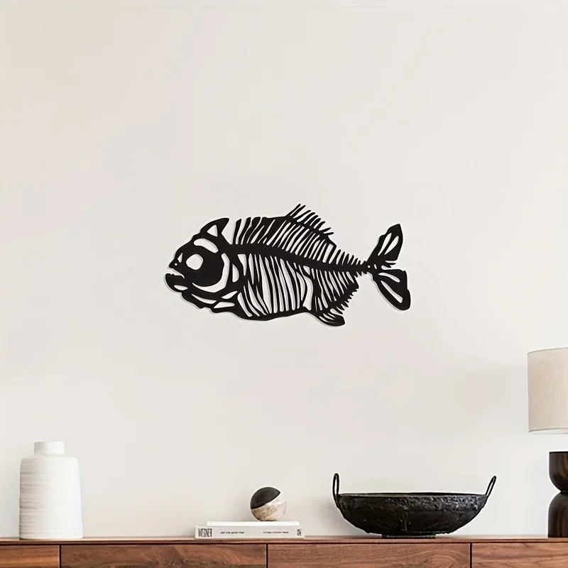 

HELLOYOUNG Metal Crafts Marine Fish Fishbone Ornaments Pendant Silhouette North American Wrought Iron Crafts Livingroom Outdoor