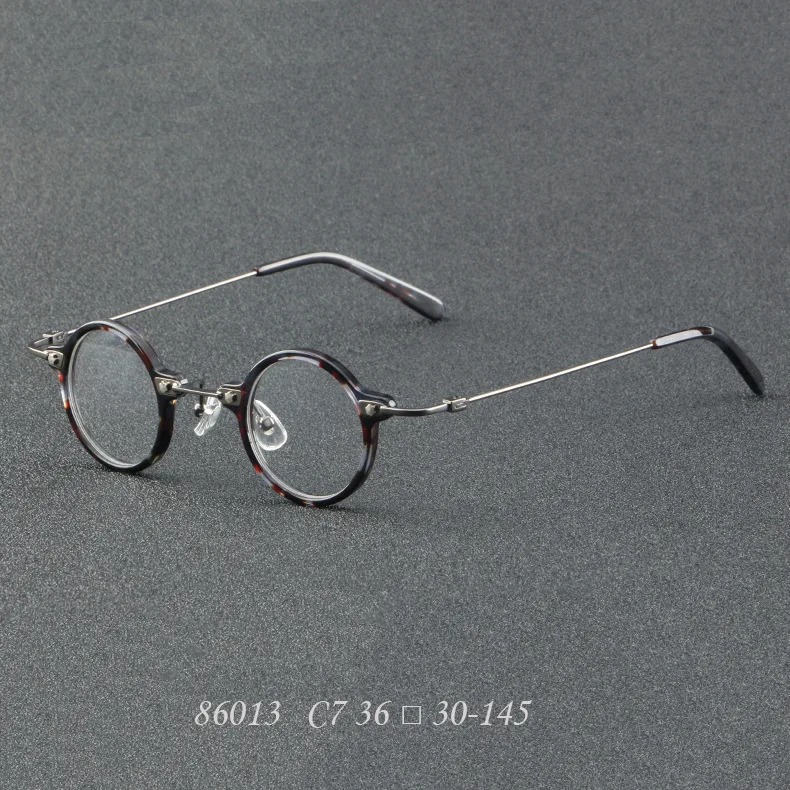 Vcka Vintage Acetat Titan Myopie Brillen Rahmen Männer verschreibung pflicht ige optische Brille Frauen Retro runde Brillen-0,5 bis-6,0 – Detail 8
