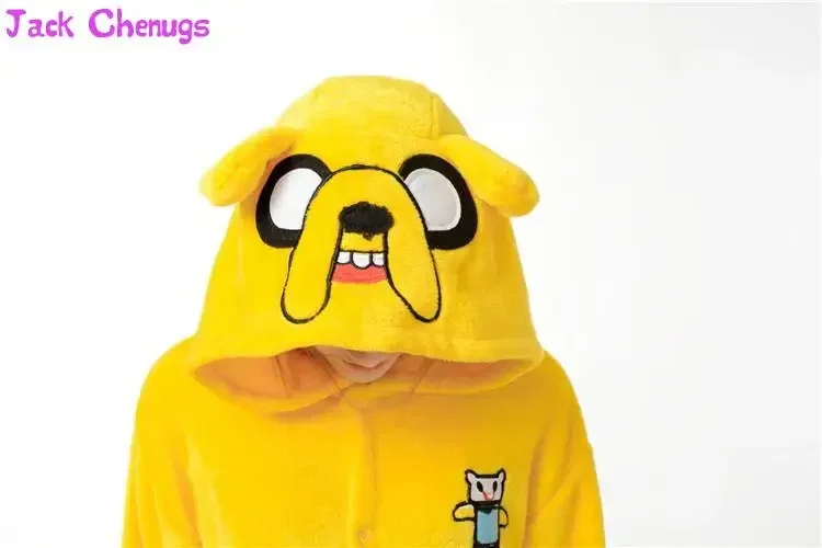 Kigurumi Adult Finn And Jake Onesies Adventure Costume Yellow Dog Pajamas Animal Halloween Party Jumpsuits Kigurumi Pyjamas