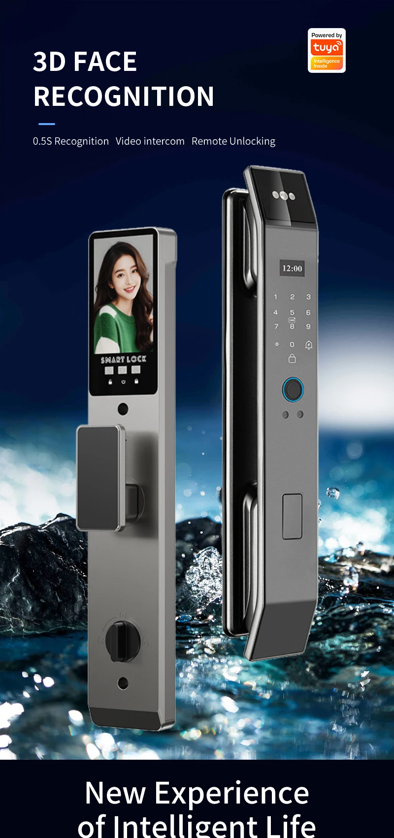 XSDTS Wifi Tuya APP Face Recognition Smart Door Lock with Camera Video Call Voice Intercom Digital Door Lock Automatic Door Lock