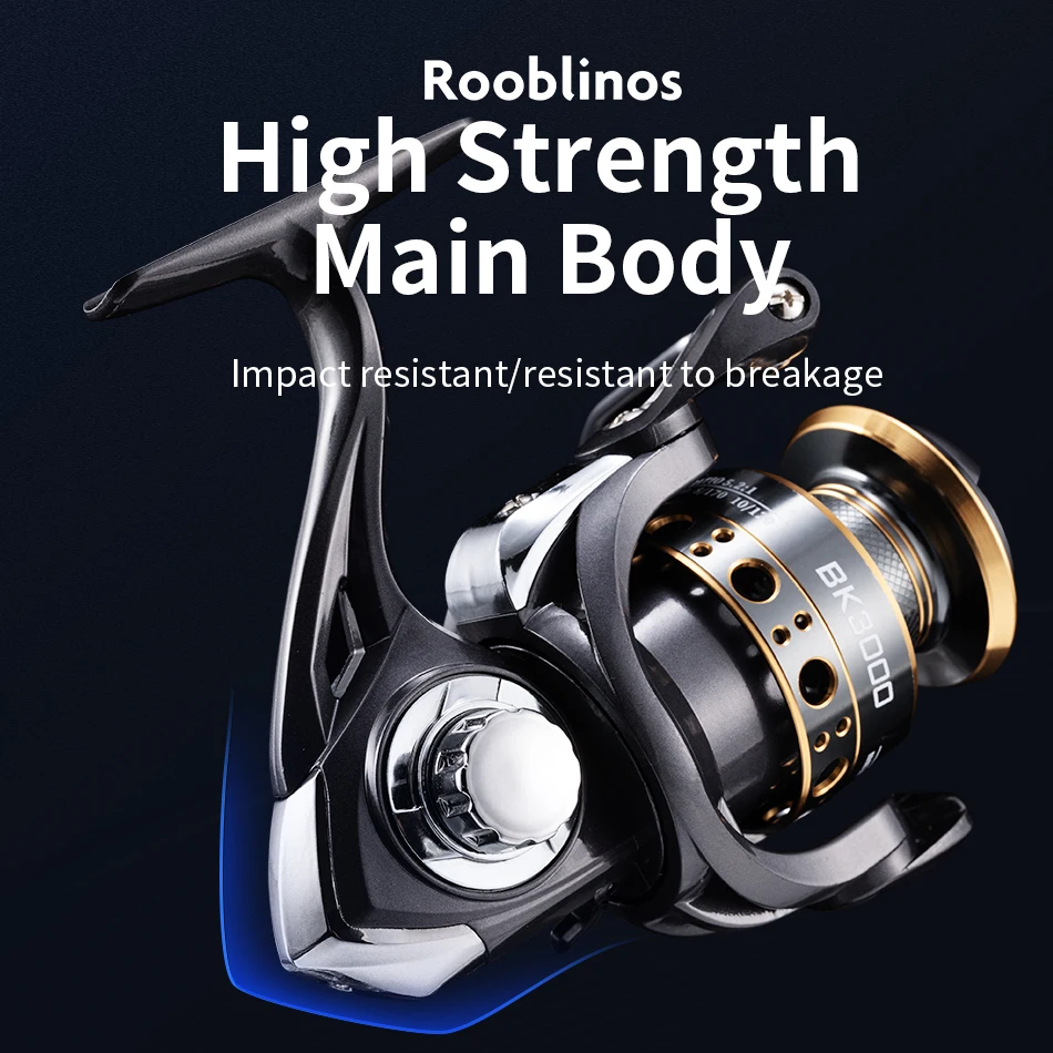 Rooblinos BK 스피닝 낚시 릴, 바닷물 담수 금속 스풀, 왼쪽 및 오른쪽 교체 가능, 송어 잉어 낚시 태클