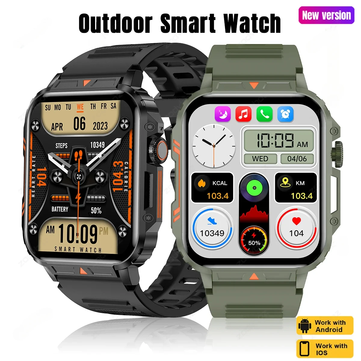 

2024 New 1.95 ''Outdoor Adventure Military Smart Watch Men Bluetooth Call Smartwatch IP68 Waterproof Women Sport Fitness Watches