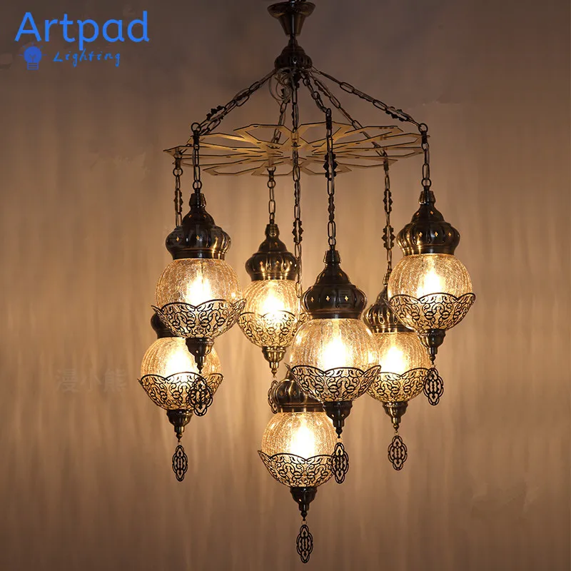 Nuovo stile lampadario turco illuminazione lampada Vintage boemia colorato  vetro colorato romantico Bar ristorante lampada a sospensione per la casa -  AliExpress