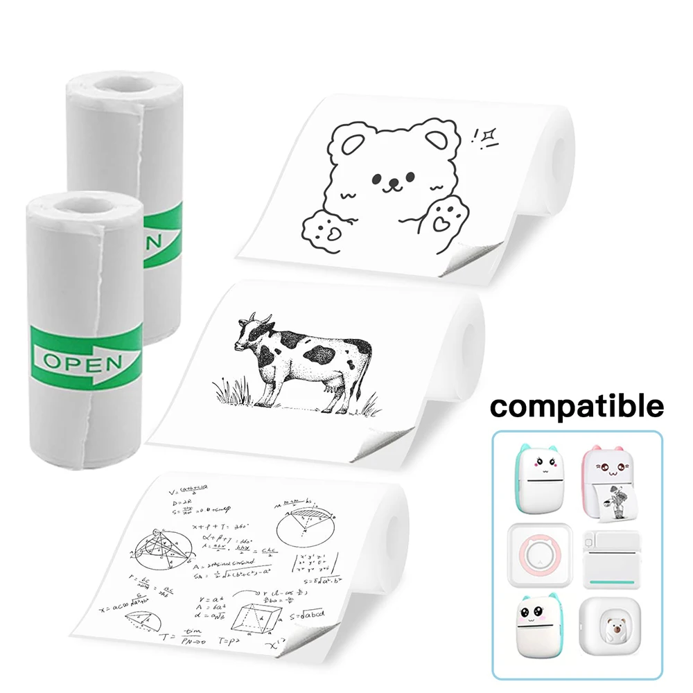 5/10/20 롤 사진 체크리스트 메모용 미니 자체 접착식 프린터 스티커 용지 리필 포켓 사진 인쇄 라벨 57*25MM