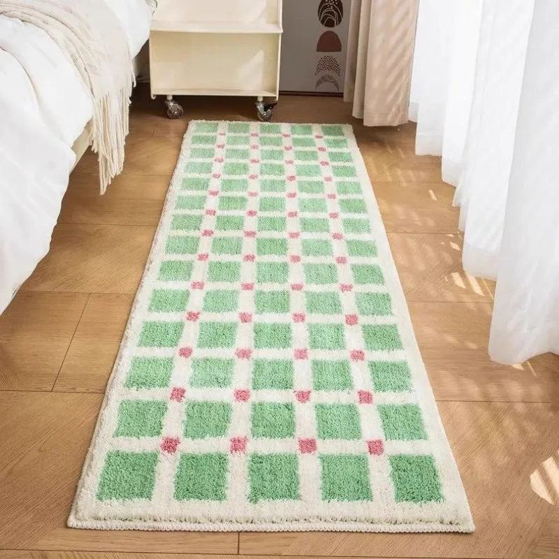 VIKAMA Tappeto da letto Ins Vento Tappeto Reticolo Camera semplice Camera da letto Tappetino da letto lungo Imitazione Acqua Finestra a bovindo Tappetino da balcone Decorazione della casa 5