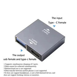 Dual USB C Female Splitter Hub Converter Adapter Extender (B)