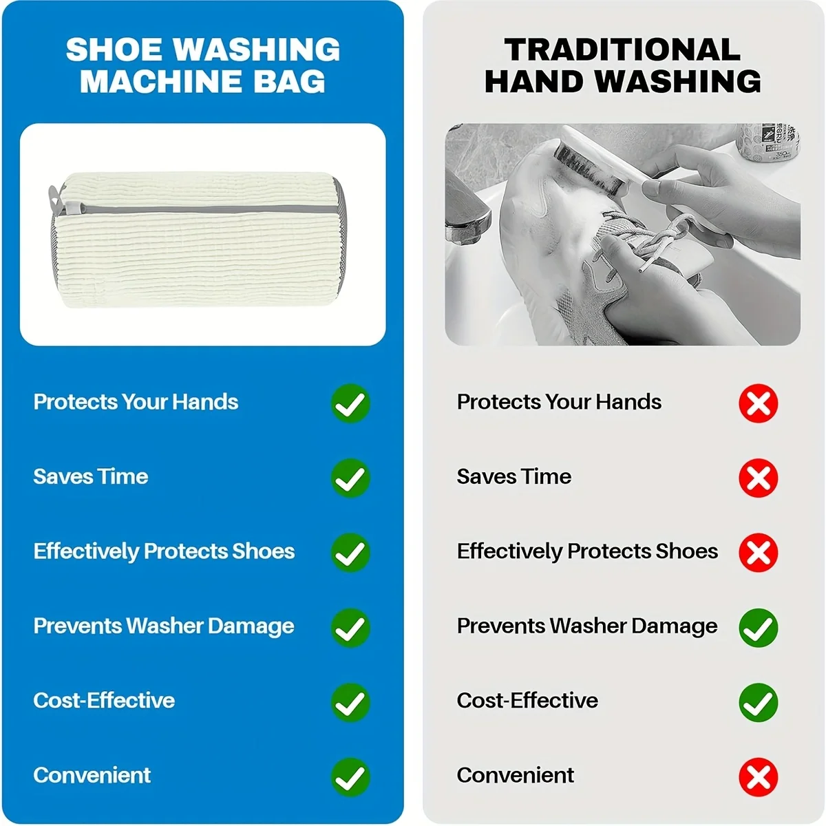 Fluffy Fiber 360° Surround Cleaning Shoe Washing Bag – Reusable Durable Machine-Washable Laundry Bag with Zipper Closure(1pc) BEST SELLERS