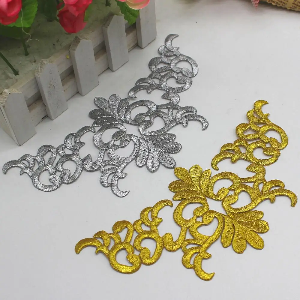 Gold Embroidery Patches Iron On Lace Collar Appliques For Garment Diy  Cosplay Costumes Trims 27.5cm - AliExpress