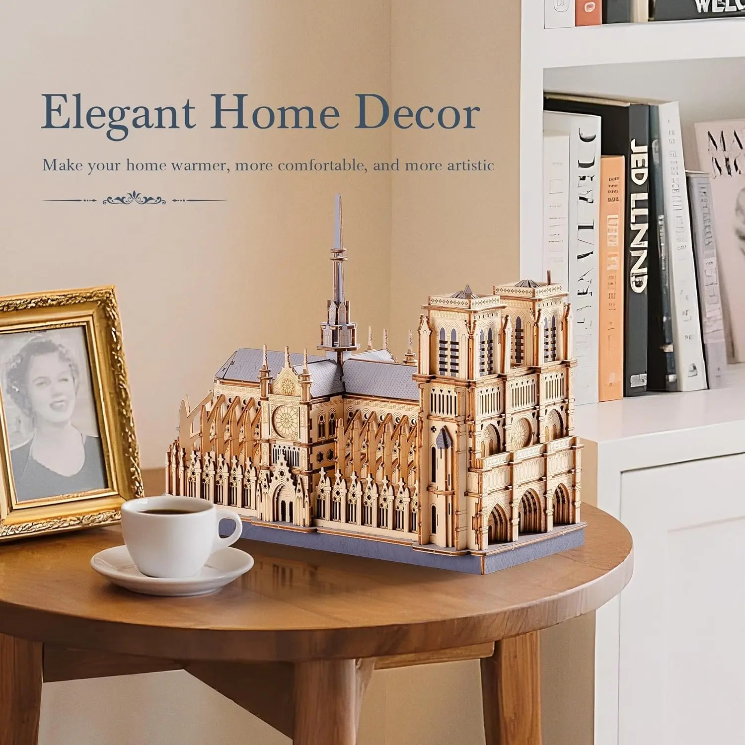 Robotime Rokr 3D Puzzle Paris Cathedral Wooden Model Kit for Adults to build DIY Toy Building Construction Craft Kits Ideal Gift 5