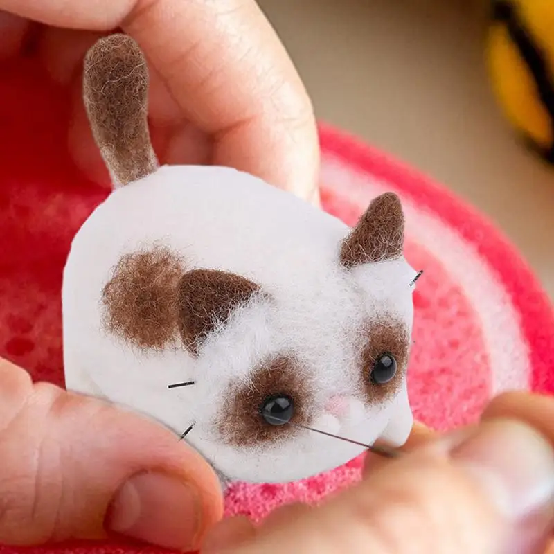 Handmade Needle Felting Kit Handmade Needle Felting Animal Cat Doll Set Crafts Arts Kit With Step-By-Step Instructions For