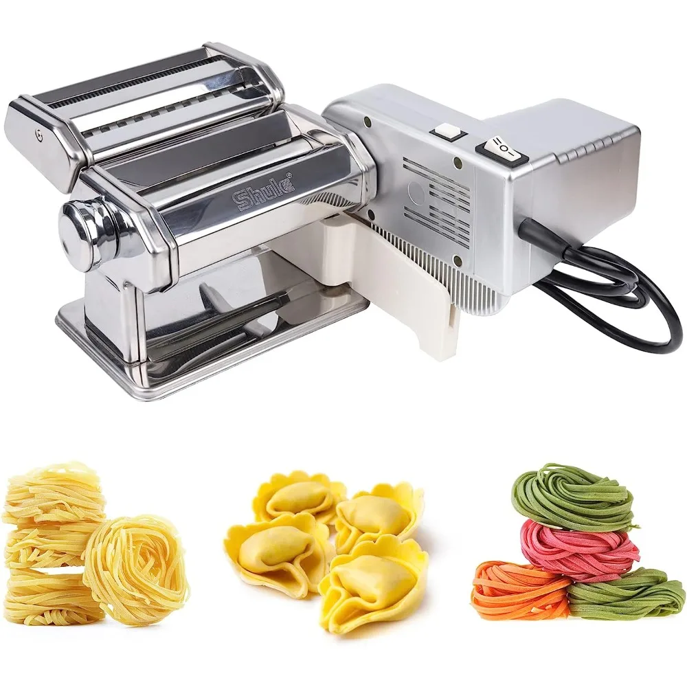 

2023 New Shule Electric Ravioli Pasta Maker with Motor Automatic Pasta Machine with Hand Crank and Multifunctional Rollers