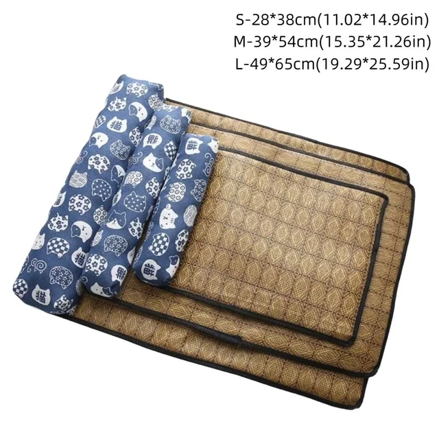 Safe Cute Print Pet Cooling Mats Washable Foldable Dog Cooling Mat Breathable with Pillow Pet Sleeping Pad Indoor 6